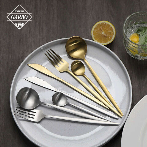 elegant Portugal style flatware pink golden stainless steel cutlery set