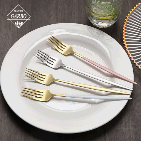 golden color high quality stainless steel dinner fork with spray color handle