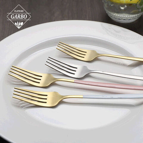 golden color high quality stainless steel dinner fork with spray color handle
