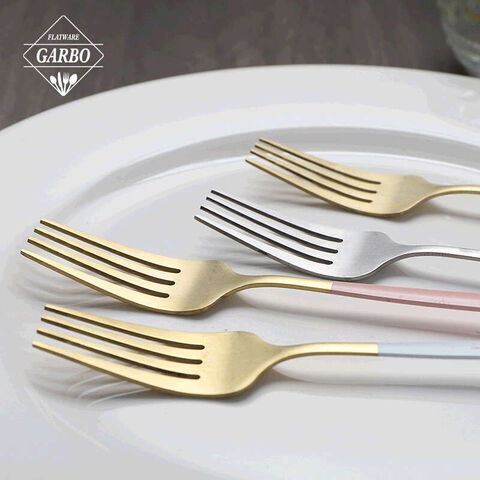 golden color high quality stainless steel dinner fork with spray color handle