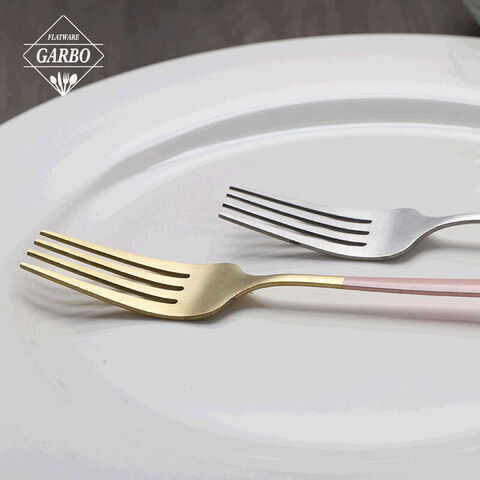 golden color high quality stainless steel dinner fork with spray color handle