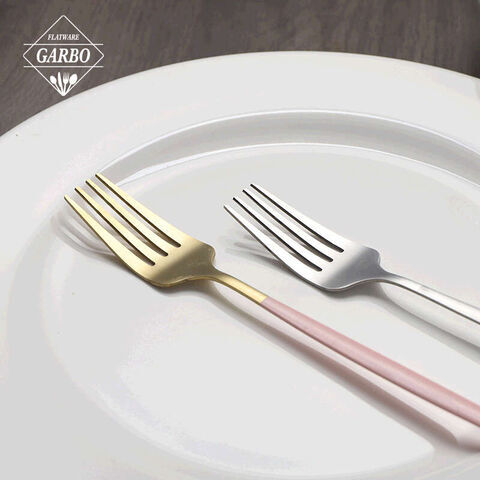 golden color high quality stainless steel dinner fork with spray color handle