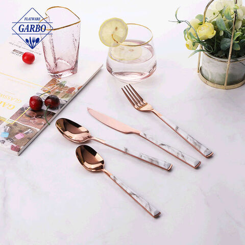 430 stainless steel flatware set with plastic marble handle