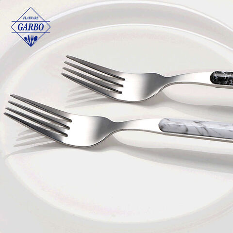 24-Piece Sendok Garpu Set Stainless Steel Sendok Garpu Layanan untuk 6 Termasuk Sendok Garpu Pisau Peralatan Makan Cermin Dipoles dengan pegangan marmer