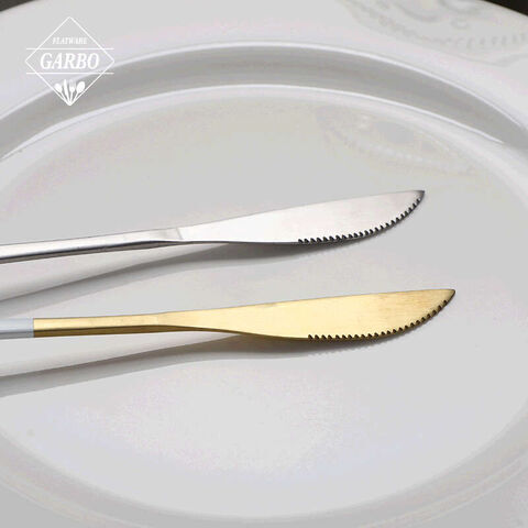 Couteau de table en acier inoxydable couleur argent pour cuisine, couteau de luxe