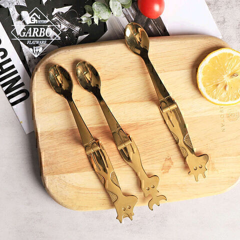 China factory wholesale children spoon set small gold dessert spoon flatware