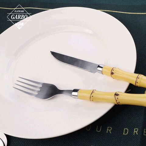 Competitive Price Modern Design Eco-friendly Bamboo Plastic Handle Flatware Set 