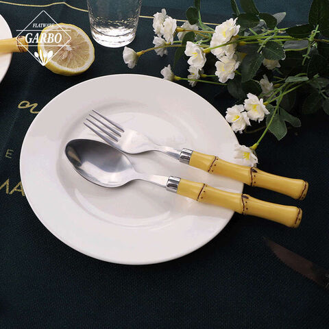 Competitive Price Modern Design Eco-friendly Bamboo Plastic Handle Flatware Set 