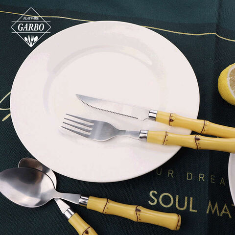 Competitive Price Modern Design Eco-friendly Bamboo Plastic Handle Flatware Set 