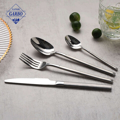 304(18/10) Matte Cutlery Fork And Spoon Set with Black Handle