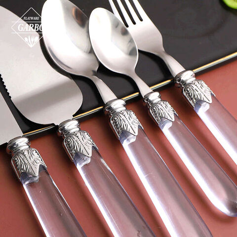 Elegant cheap price 410 stainless steel steak knife with transparent plastic handle