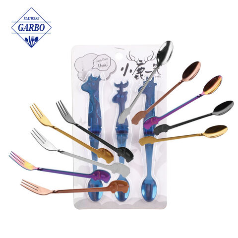 Wholesale colored small flatware set customized cutlery set for children 