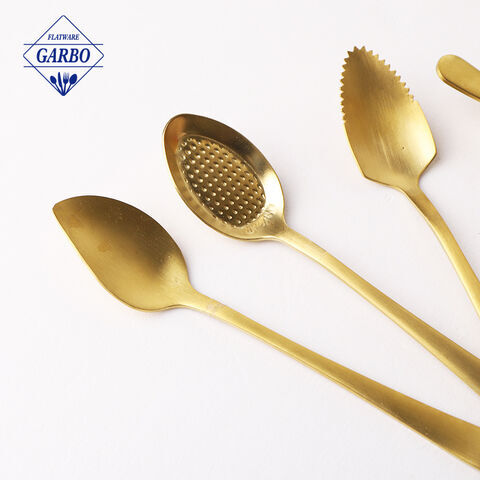 Restaurant Catering Gold Silverware Cutlery Cute Tea Spoon Set