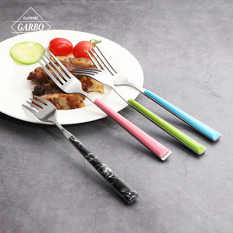 colored plastic handle stainless steel table fork 410 ss fork