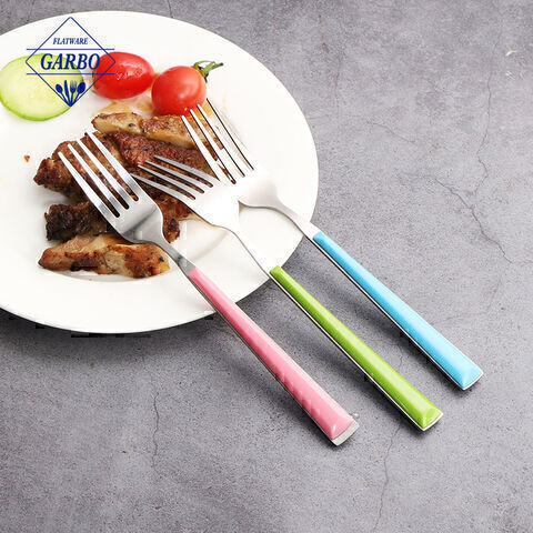 colored plastic handle stainless steel table fork 410 ss fork