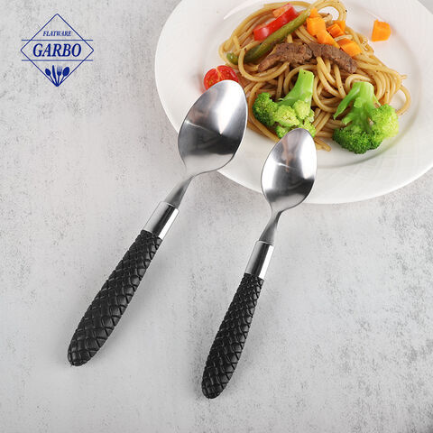 Black Creative Plastic Handle Cutlery Stainless Steel Flatware Sets