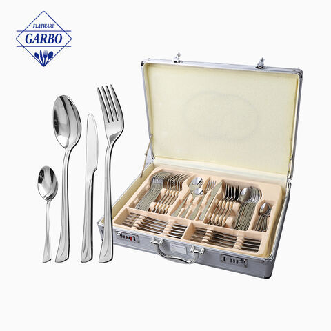 24-Piece Silverware Set Cutlery set para sa 6 na may wooden case Premium Hindi kinakalawang na asero Flatware Set Tahanan Kusina Restaurant Utensils Salamin Pinakintab Dishwasher Safe