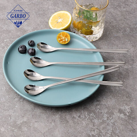 Simple design stainless steel flatware ice spoon with long handle