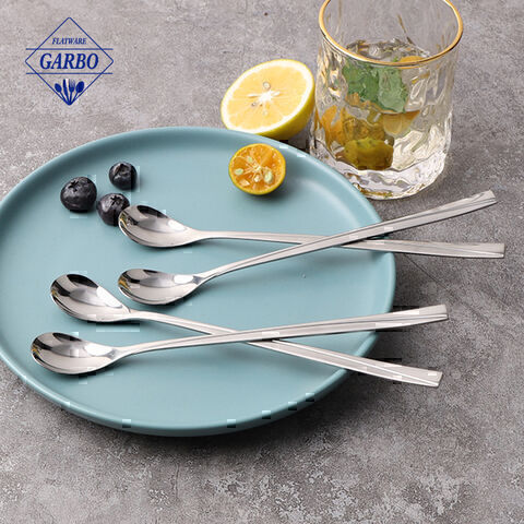 Simple design stainless steel flatware ice spoon with long handle