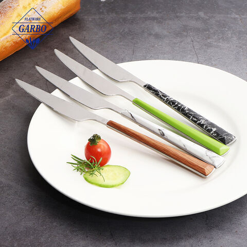 colorful plastic handle dinner knife 410 ss restaurant use table knife  