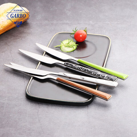 colorful plastic handle dinner knife 410 ss restaurant use table knife  