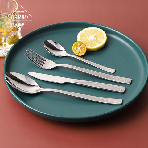 4 Pieces stainless steel silver flatware dinnerware set with mirror polish