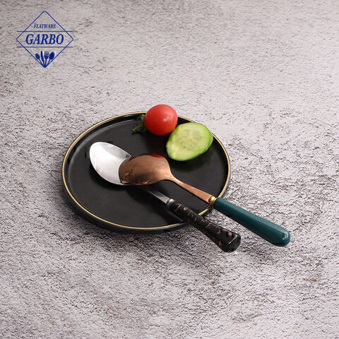 Cheap price wholesale hot selling marble design handle teaspoon for afternoon tea