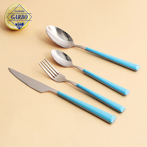 high end plastic handle good quality 410ss table cutlery set
