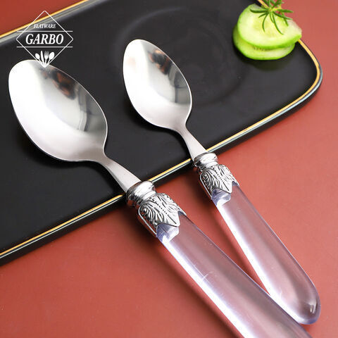 410 stainless steel elegant transparent handle wholesale cheap price flatware set 