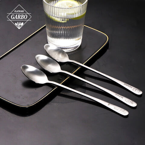 Customized design cute pattern handle strainless steel long spoon for ice tea