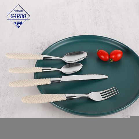 Elegant Creative Plastic Handle Modern Stainless Steel Flatware Cutlery Sets