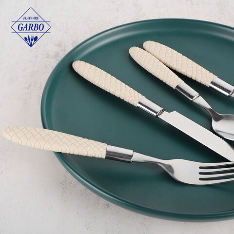 Elegant Creative Plastic Handle Modern Stainless Steel Flatware Cutlery Sets