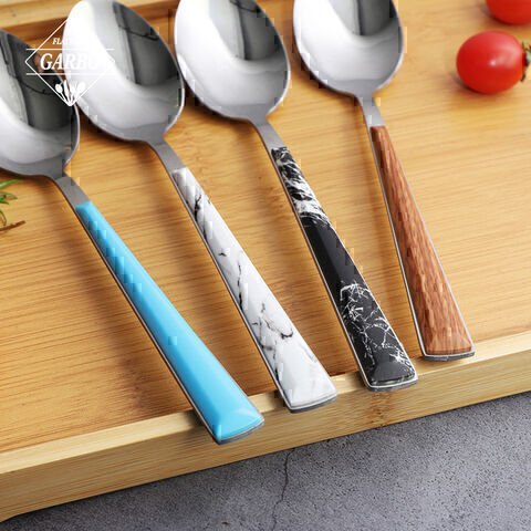 multi color plastic handle stainless steel high quality dinner spoon 