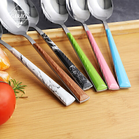 multi color plastic handle stainless steel high quality dinner spoon 