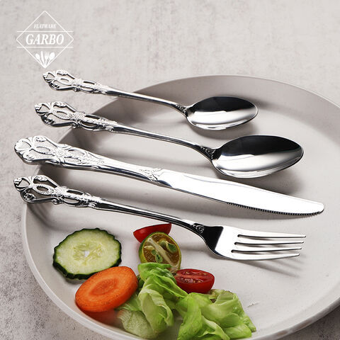 Baroque Style Hot Selling Mirror Polished Stainless Steel Cutlery Flatware Sets