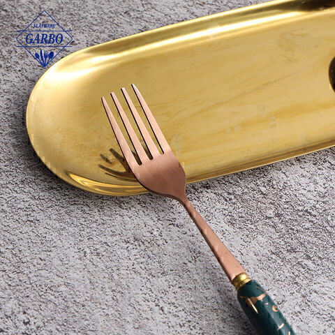 چاقوی غذاخوری نقره ای طلایی با دسته سرامیکی مشکی/سبز