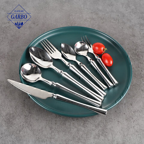 Amazon New Imitated Silver Flatware set Slender Design Plastic Cutlery set for Home