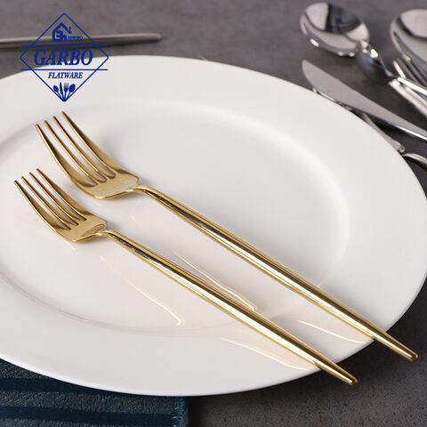 Luxury noble golden e-plating dinnerware 24pcs mirror polish flatware set