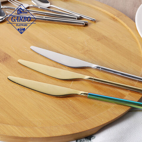 High-end premium 304 stainless steel mental cutlery set na may makulay na handle ng e-plating