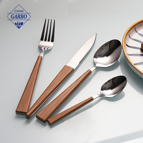 Prefer for any occassion dinnerware flatware set with wood color ABS plastic handle