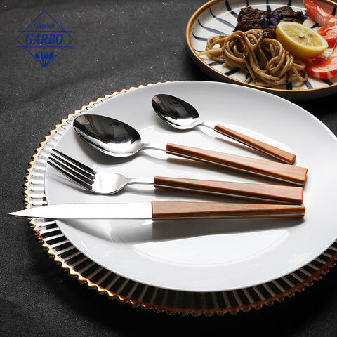 Prefer for any occassion dinnerware flatware set with wood color ABS plastic handle