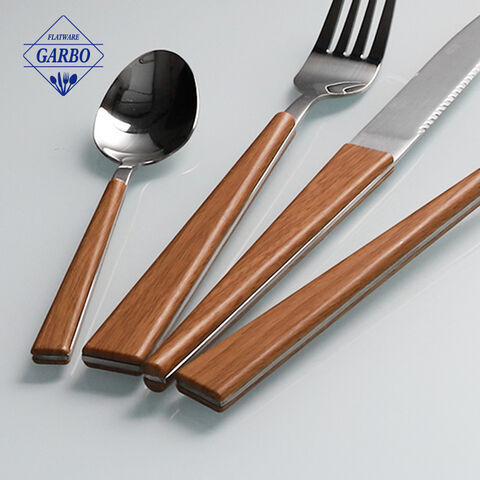 Prefer for any occassion dinnerware flatware set with wood color ABS plastic handle