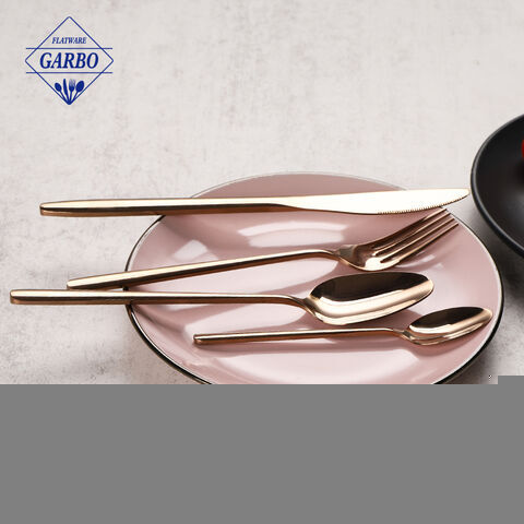 PVD Golden Colored Modern Elegant 410 Stainless Steel Flatware Sets