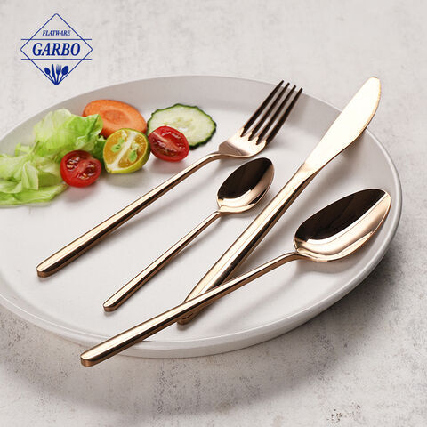 PVD Golden Colored Modern Elegant 410 Stainless Steel Flatware Sets