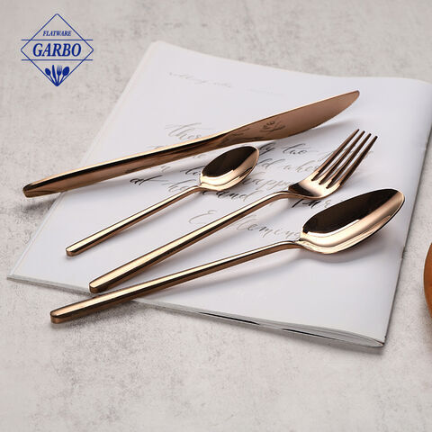 PVD Golden Colored Modern Elegant 410 Stainless Steel Flatware Sets