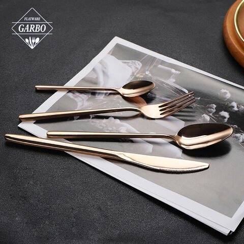 PVD Golden Colored Modern Elegant 410 Stainless Steel Flatware Sets