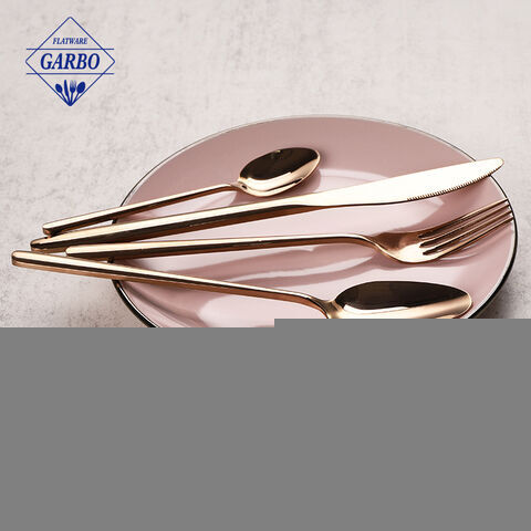 PVD Golden Colored Modern Elegant 410 Stainless Steel Flatware Sets