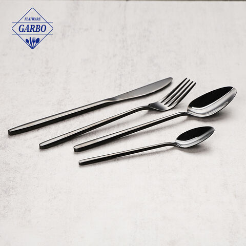 High End PVD Black Modern Minimalist Flatware Cutlery Sets