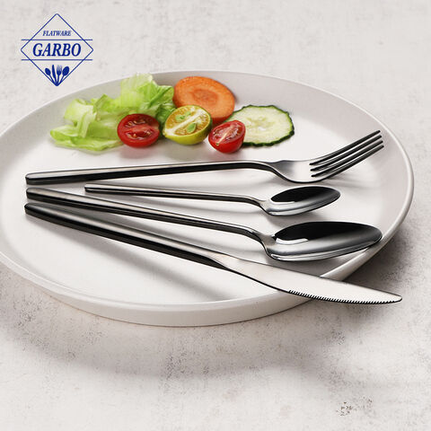 High End PVD Black Modern Minimalist Flatware Cutlery Sets