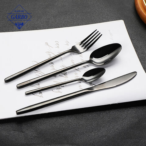 High End PVD Black Modern Minimalist Flatware Cutlery Sets